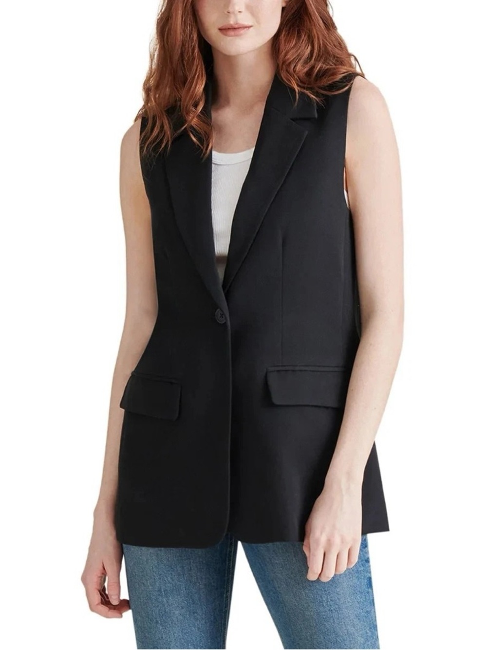 NWT Steve Madden Black Sleeveless Tailored Vest